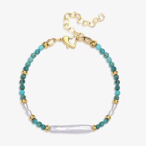 Natural turquoise with fresh water pearl bracelet